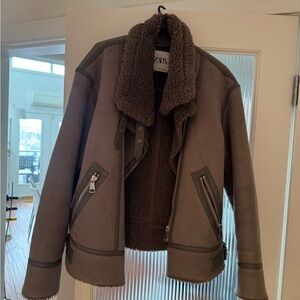 Brown Shearling Jacket Zara